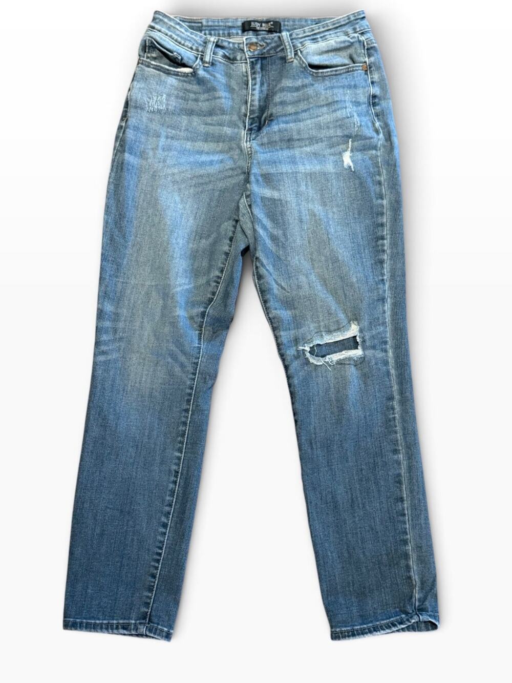 Judy Blue Women’s 7/28 x 27 Boyfriend Women’s Light Blue Distressed Jean